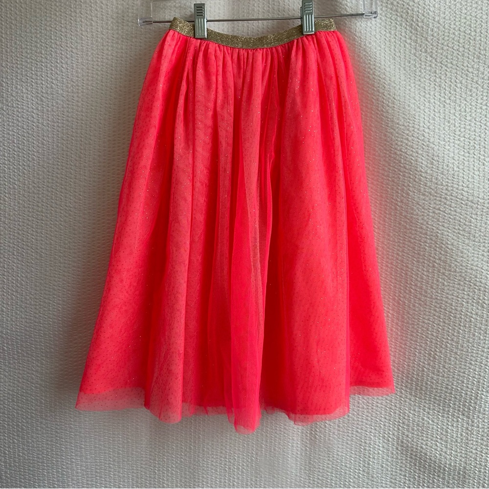 Cat & Jack Girls Pink Glitter Tulle Midi Skirt XS 4/5 Layered Party Dress Up